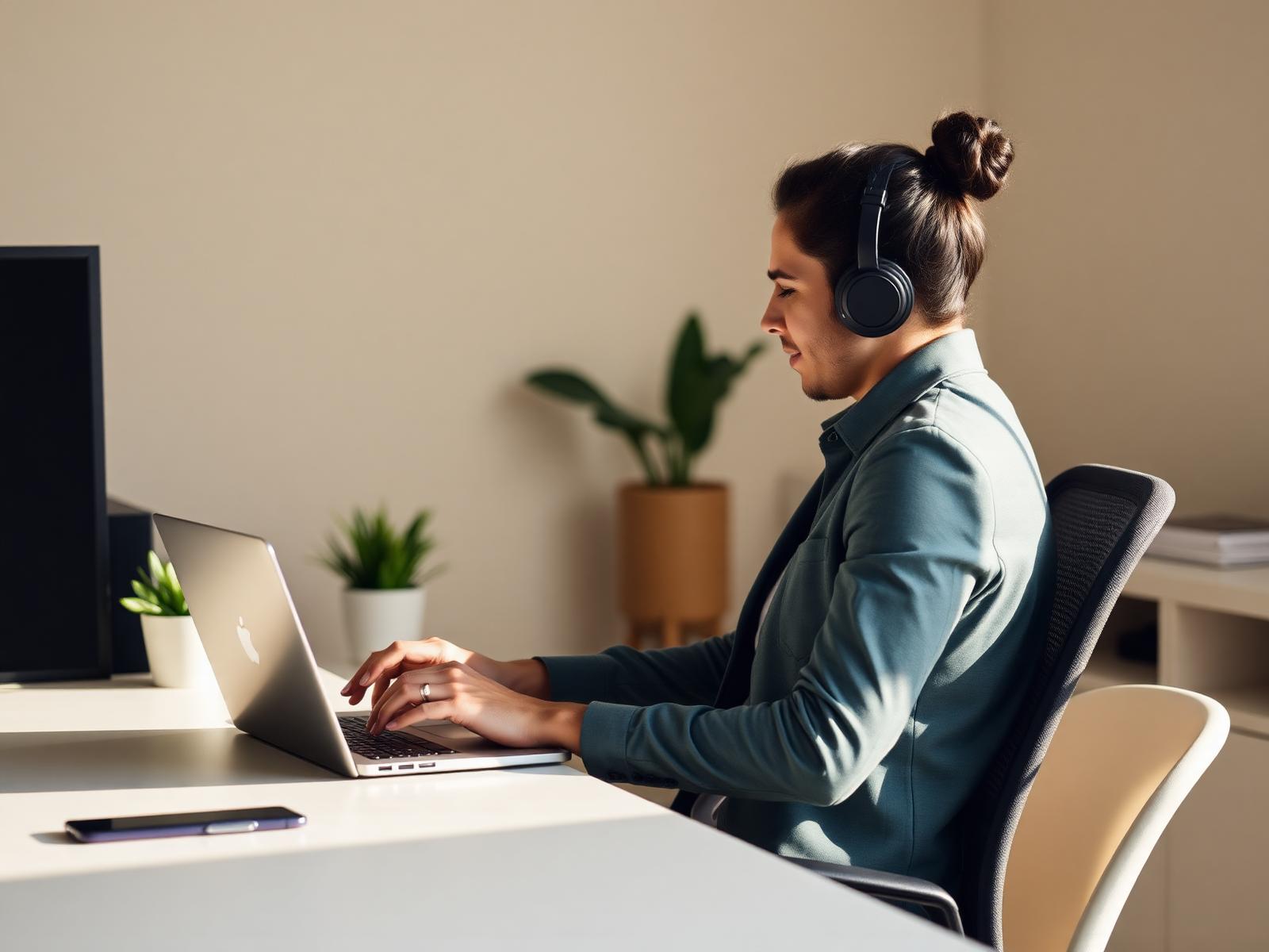 Remote administrative professional working from a quiet home office